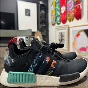 adidas Black Sneakers with Textured Upper and Colorful Design